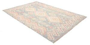 Tappeto Kilim Geometrico Celeste Beige 175x250 Cm