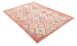Tappeto Kilim Geometrico Rosso Multicolore 150x204 Cm