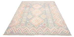 Tappeto Kilim Geometrico Celeste Beige 175x250 Cm