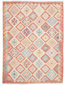 Tappeto Kilim Geometrico Rosso Multicolore 150x204 Cm