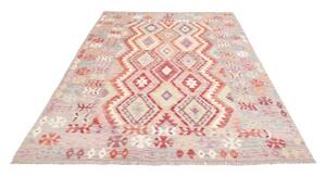 Tappeto Kilim Geometrico Grigio Rosso 176x253 Cm