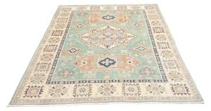 Tappeto Kazak Washed Stilizzato Verde Acqua Beige 147x206 Cm
