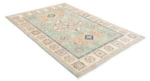 Tappeto Kazak Washed Stilizzato Verde Acqua Beige 147x206 Cm