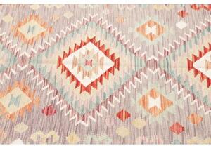 Tappeto Kilim Stilizzato Grigio Chiaro Avorio 154x207 Cm