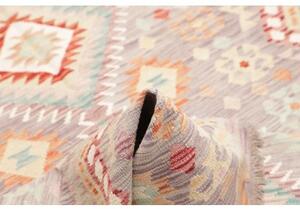 Tappeto Kilim Stilizzato Grigio Chiaro Avorio 154x207 Cm