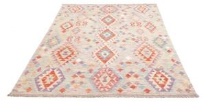 Tappeto Kilim Geometrico Grigio Chiaro Multicolore 150x208 Cm