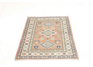 Tappeto Kazak Washed Geometrico Rosa Antico Blu 82x123 Cm