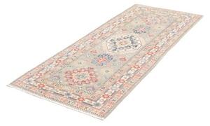 Tappeto Kazak Washed Geometrico Grigio Chiaro Blu 83x200 Cm