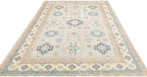 Tappeto Kazak Washed Geometrico Grigio Chiaro Blu 203x300 Cm