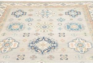 Tappeto Kazak Washed Geometrico Grigio Chiaro Blu 203x300 Cm