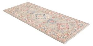 Tappeto Kazak Washed Geometrico Grigio Chiaro Blu 83x200 Cm