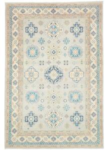 Tappeto Kazak Washed Geometrico Grigio Chiaro Blu 203x300 Cm