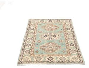 Tappeto Kazak Washed Stilizzato Verde Acqua Avorio 80x121 Cm