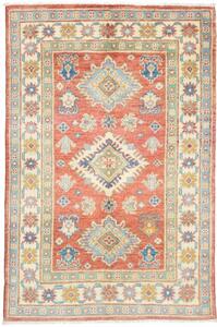 Tappeto Kazak Washed Stilizzato Rosso Ruggine Azzurro 80x122 Cm