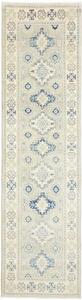 Tappeto Kazak Washed Geometrico Azzurro Beige Corsia 78x291 Cm