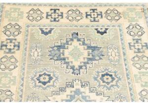 Tappeto Kazak Washed Geometrico Azzurro Beige Corsia 78x291 Cm