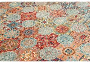 Tappeto Floralia Stilizzato Azzurro Rosso Mattone 204x294 Cm