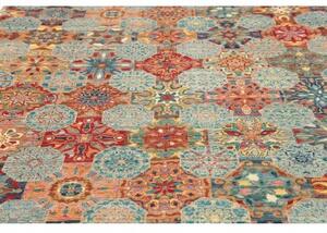 Tappeto Floralia Stilizzato Azzurro Rosso Mattone 204x294 Cm