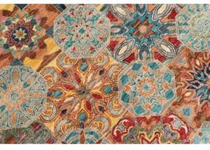 Tappeto Floralia Stilizzato Azzurro Rosso Mattone 204x294 Cm