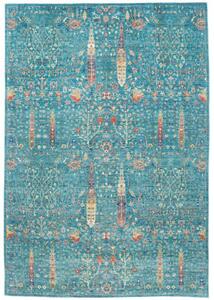 Tappeto Floralia Floreale Blu Petrolio Beige 205x296 Cm