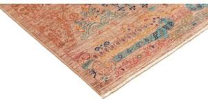 Tappeto Floralia Stilizzato Terracotta Azzurro Corsia 78x296 Cm