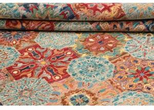 Tappeto Floralia Stilizzato Azzurro Rosso Mattone 204x294 Cm