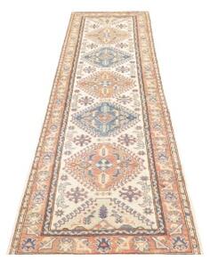 Tappeto Kazak Washed Stilizzato Avorio Azzurro Corsia 77x292 Cm