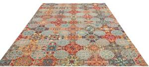 Tappeto Floralia Stilizzato Azzurro Rosso Mattone 204x294 Cm