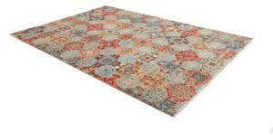 Tappeto Floralia Stilizzato Azzurro Rosso Mattone 204x294 Cm