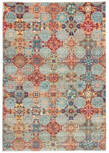 Tappeto Floralia Stilizzato Azzurro Rosso Mattone 204x294 Cm