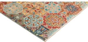 Tappeto Floralia Stilizzato Azzurro Rosso Mattone 204x294 Cm