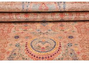 Tappeto Floralia Stilizzato Terracotta Azzurro Corsia 78x296 Cm