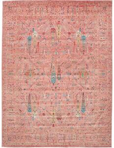 Tappeto Floralia Stilizzato Rosa Antico Azzurro 275x362 Cm