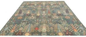 Tappeto Floralia Stilizzato Blu Petrolio Beige 246x303 Cm