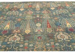 Tappeto Floralia Stilizzato Blu Petrolio Beige 246x303 Cm