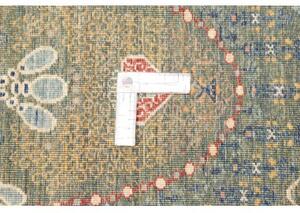 Tappeto Floralia Geometrico Blu Petrolio Ruggine 250x304 Cm