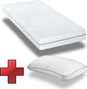 Materasso ergonomico Supportho Premium in schiuma fredda 80 x 200 cm, altezza 18 cm, livello di rigidità H2/H3 + cuscino comfort viscoelastico Supportho 40 x 80 cm