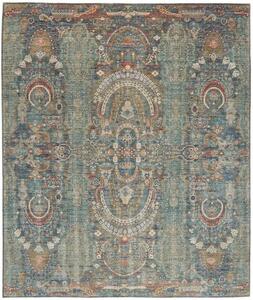 Tappeto Floralia Geometrico Blu Petrolio Ruggine 250x304 Cm