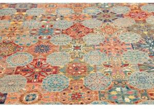 Tappeto Floralia Geometrico Rosso Mattone Celeste 199x295 Cm