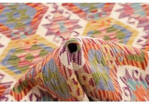 Tappeto Kilim Geometrico Rosso Mattone Beige Corsia 83x241 Cm