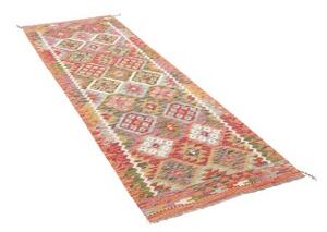 Tappeto Kilim Geometrico Rosso Multicolore Corsia 79x239 Cm