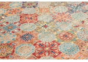 Tappeto Floralia Geometrico Rosso Mattone Celeste 199x295 Cm