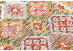 Tappeto Kilim Geometrico Rosso Multicolore Corsia 79x239 Cm