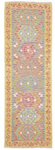 Tappeto Kilim Geometrico Giallo Senape Azzurro Corsia 80x243 Cm