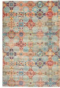 Tappeto Floralia Geometrico Rosso Mattone Celeste 199x295 Cm