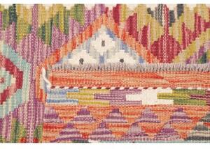 Tappeto Kilim Geometrico Rosso Multicolore Corsia 79x239 Cm