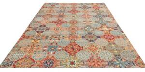Tappeto Floralia Geometrico Rosso Mattone Celeste 199x295 Cm