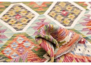 Tappeto Kilim Geometrico Rosso Multicolore Corsia 79x239 Cm