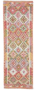 Tappeto Kilim Geometrico Rosso Multicolore Corsia 79x239 Cm