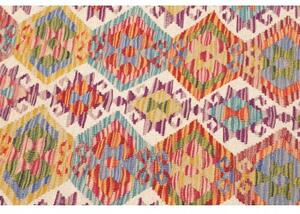 Tappeto Kilim Geometrico Rosso Mattone Beige Corsia 83x241 Cm